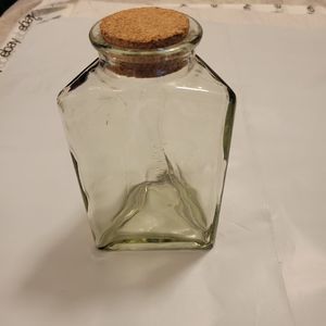 Vintage Triangular Glass Jar Kitchen Decor Corked Enclosure